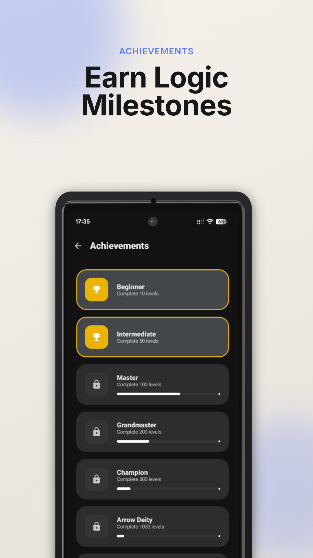 Arrow Puzzle Achievements scroll